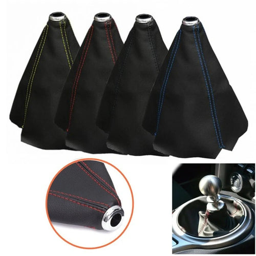 16Mm Universal Car Gear Shift Collars Pu Leather Car Shift Collar Automatic Car Manual Shift Lever Knob Shift Boot Cover Legging