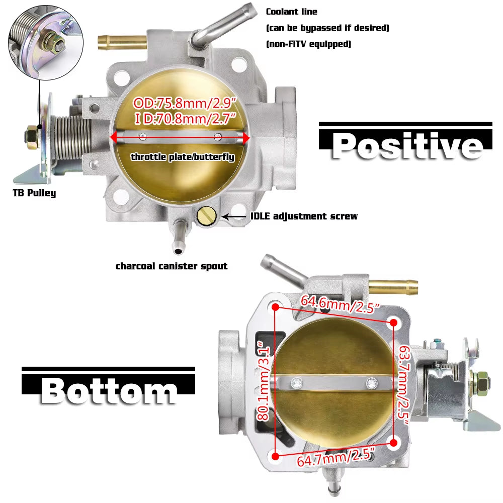 Aluminum Silver Intake Manifold 70Mm Throttle Body for Honda B16 B18 D16 F22 B20 D/B/H/F EG EK H22 6959