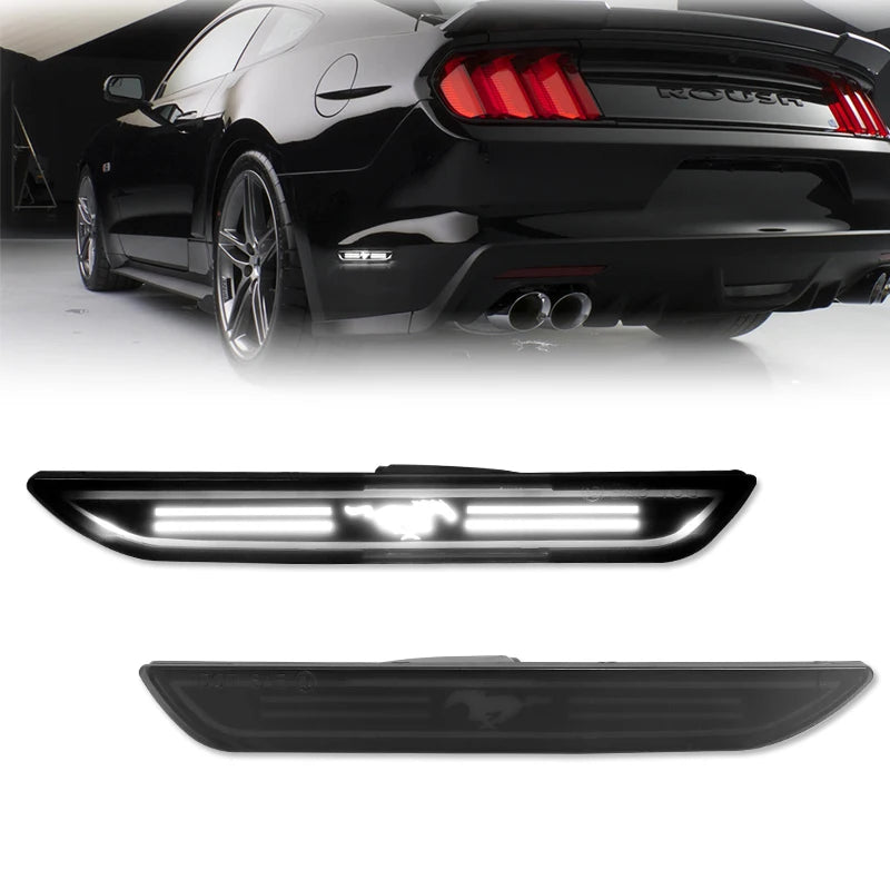 2Pcs Car LED Rear Side Marker Light Reflectors for Ford Mustang 2015-2023, Red Rear Fender Bumper Side Marker Lamps Assembly