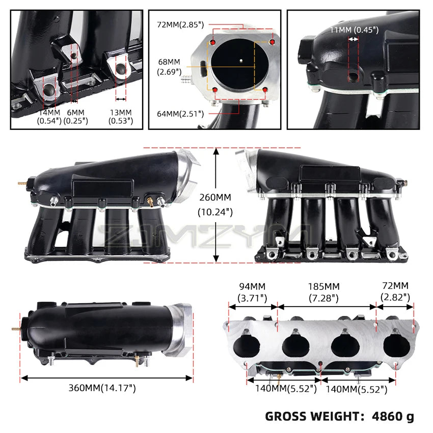 Aluminum Alloy Ultra Street Series Engines Intake Manifold for HONDA K20A/A2/Z1/K24A1 CR1849 Intake System Parts Car Accessories