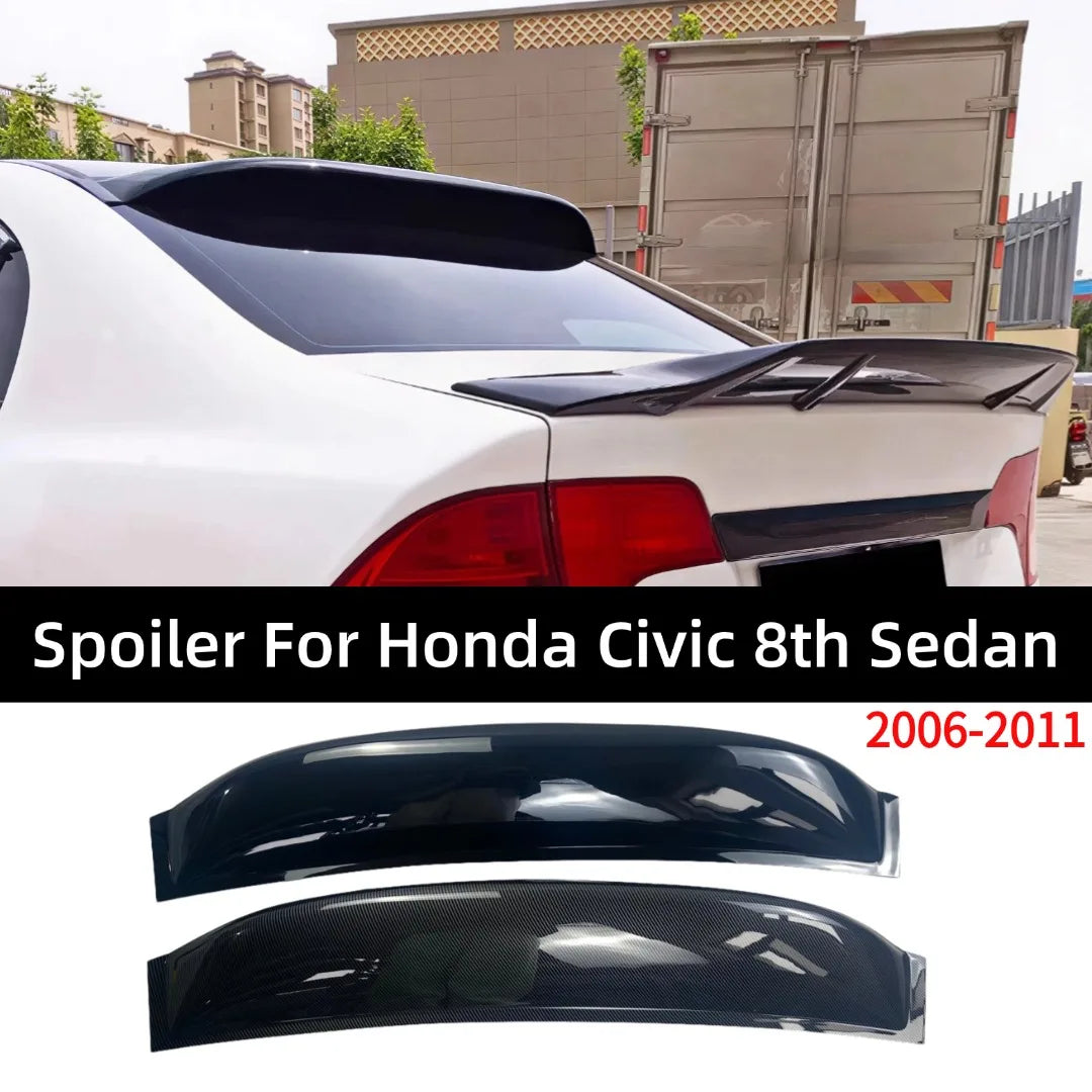 Rear Trunk Roof Spoiler Splitter For Honda Civic 8th Sedan 2006-11 Wing Tail Deflector Glossy Black Airfoil Tuning Trim Body Kit