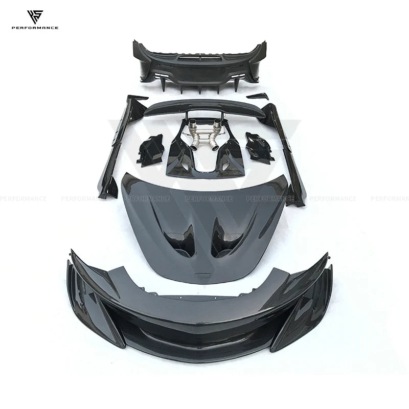 High Quality 600LT Style Dry Carbon Fiber Car Parts Body Kit With Exhaust Hood Bumper For Mclaren 540C 570S 570GT 2015-2018