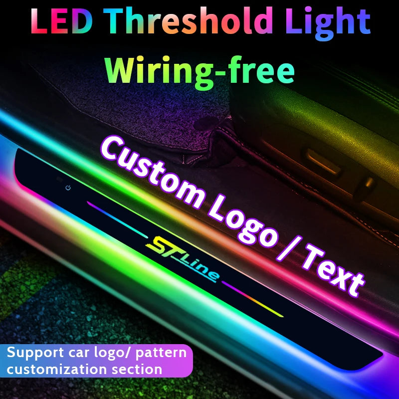 Customized For Ford ST Line Focus Fiesta Kuga Escape Car Welcome Door illuminated Sill Light Logo Lamp LED Car Pedal Decoration