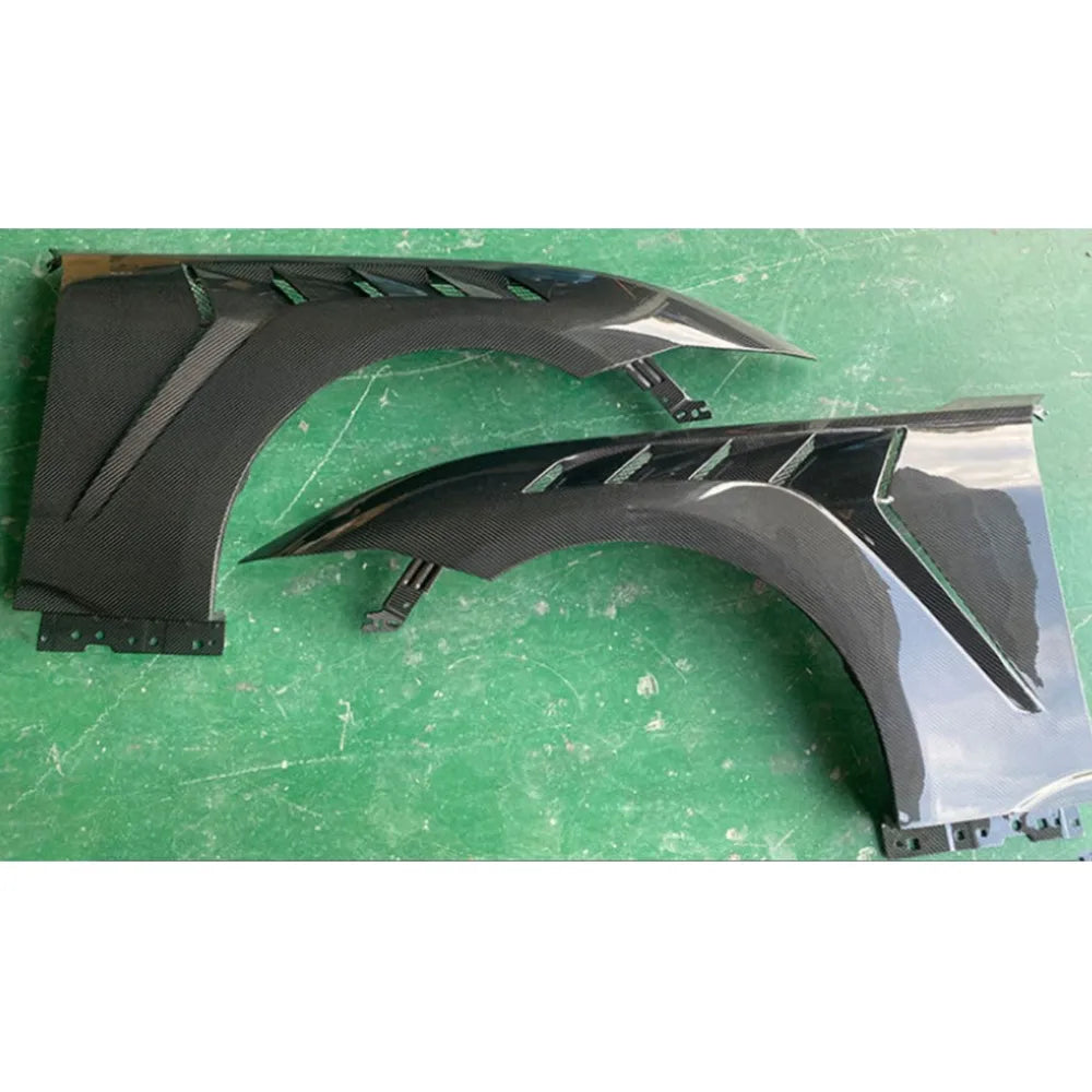 for Ford Mustang 2024+ Real Carbon Fiber Car Front Bumper Side Fender Fin Splitters Spoiler FRP Alpha Body Kits Accessories
