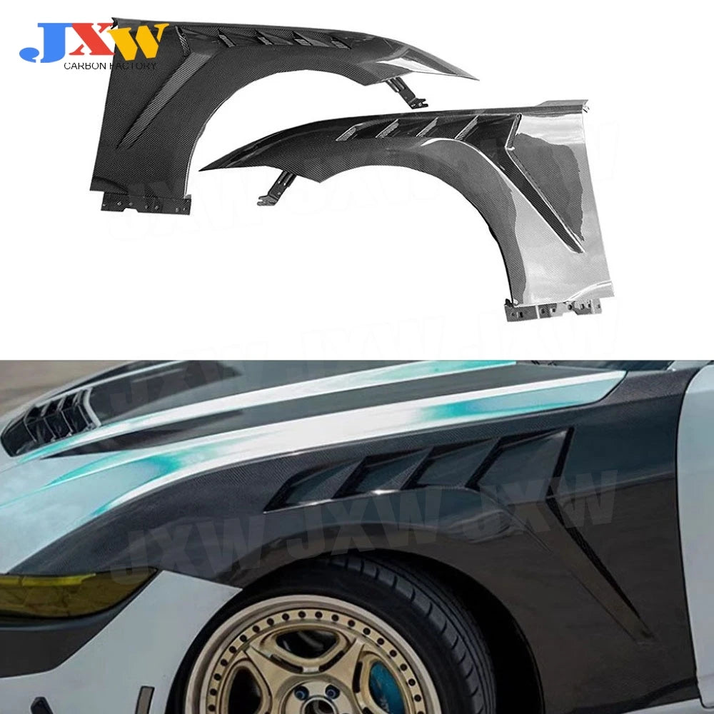 for Ford Mustang 2024+ Real Carbon Fiber Car Front Bumper Side Fender Fin Splitters Spoiler FRP Alpha Body Kits Accessories