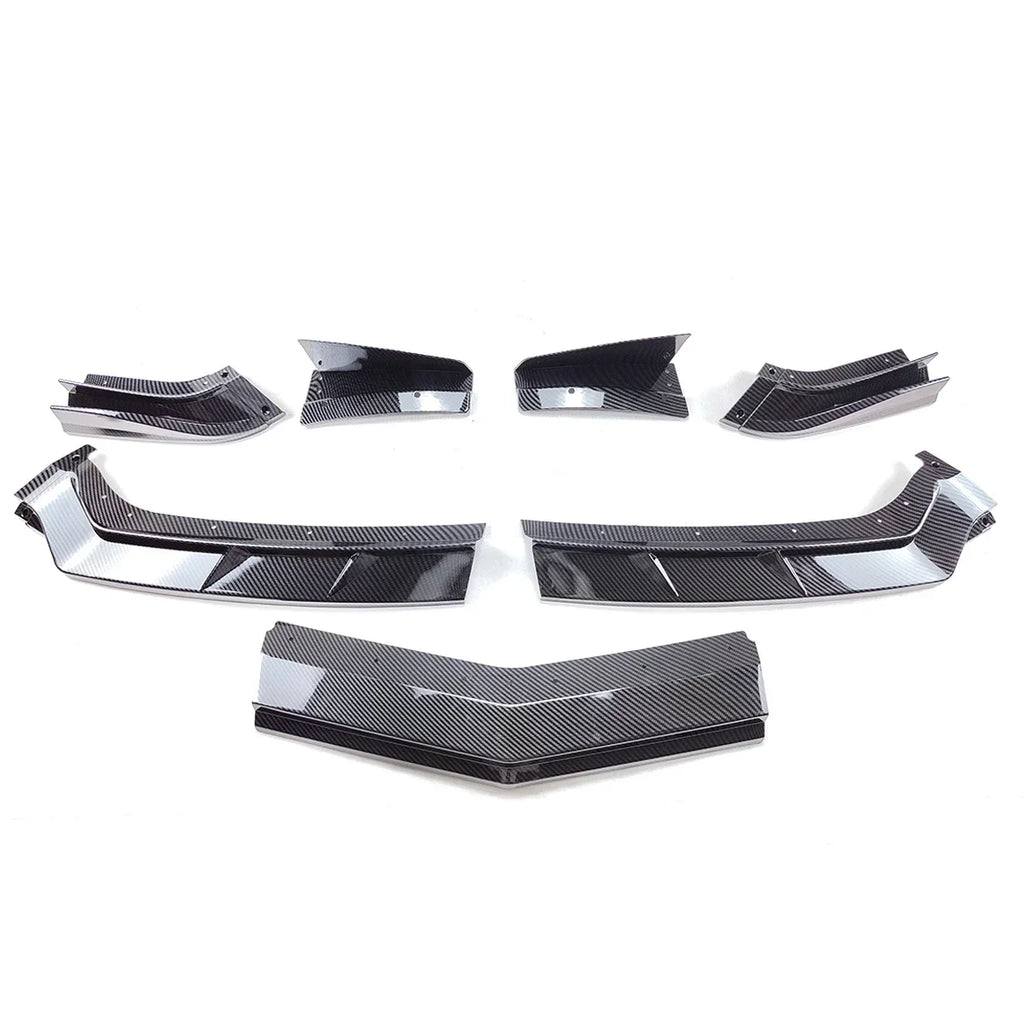 For 2020-2023 Corvette C8 Z51 STG 3 Winglet Front Bumper Lip Splitter Carbon Fiber Look Matte Black Gloss Black Auto Body Kit