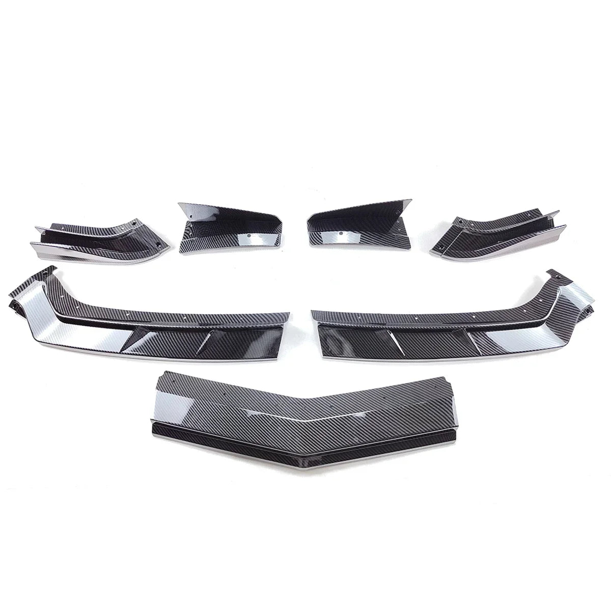 For 2020-2023 Corvette C8 Z51 STG 3 Winglet Front Bumper Lip Splitter Carbon Fiber Look Matte Black Gloss Black Auto Body Kit