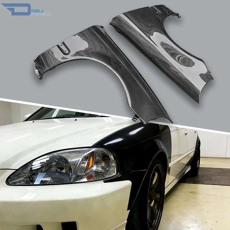 For Honda Civic 1996-1998 EK4 EK9 Type R Hatchback Carbon Fiber CF Front Fender Car Exterior Accessories