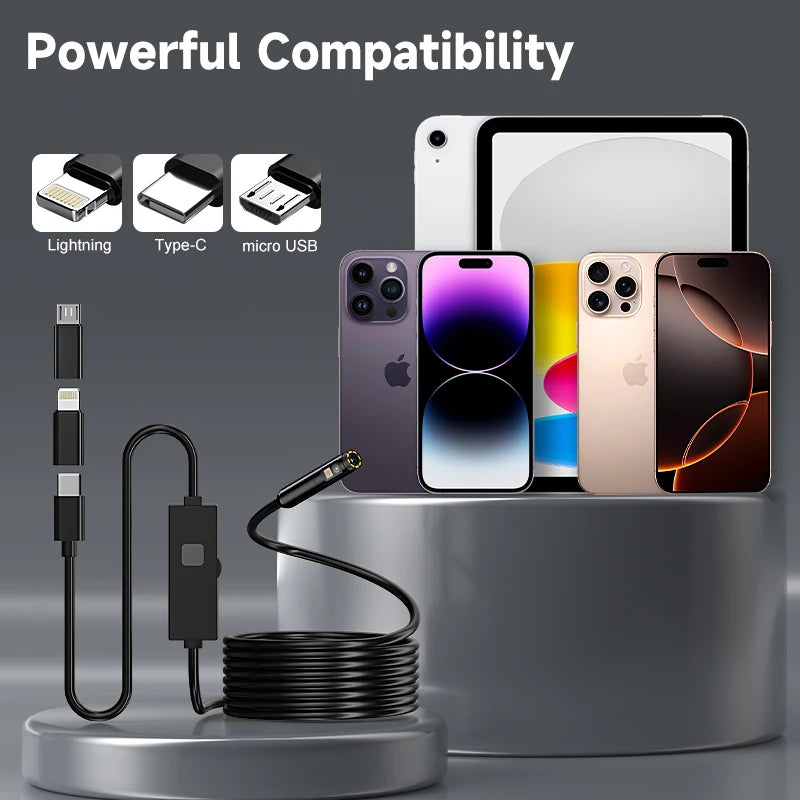 3 in 1 Phone Direct Endoscope Single Dual 1080P Camera for iPhone/Type-C/Android IP67 Waterproof Borescope Inspection Camera