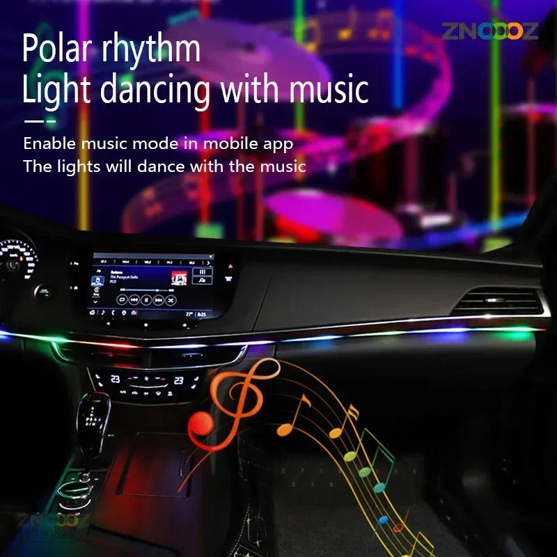 ZNOOOZ 140cm Car Ambient Lights LED Interior RGB Symphony Atmosphere Lamp USB APP Control for Tesla Model 3 Y S X