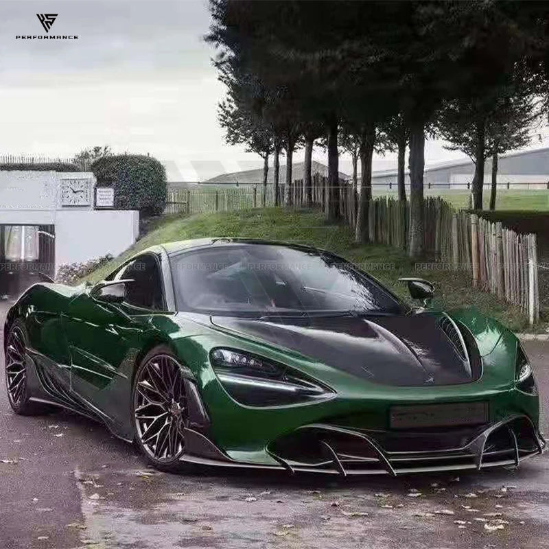 Topcar Style Dry Carbon Fiber Car Body Kit With Lip Spoiler Hood Side Skirts Diffuser For Mclaren 720S Coupe Carbon Kit