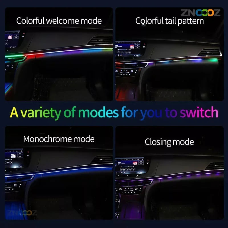 ZNOOOZ 140cm Car Ambient Lights LED Interior RGB Symphony Atmosphere Lamp USB APP Control for Tesla Model 3 Y S X