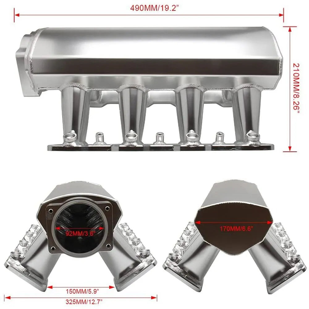 92mm/102mm Racing Intake Manifold Rail Eight Hole Intake Manifold Throttle Body For LS LS1 LS2 LS6 Chevrolet GMC Pontiac