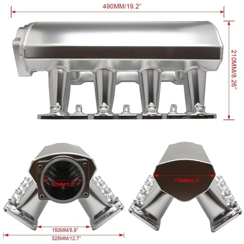 92mm/102mm Racing Intake Manifold Rail Eight Hole Intake Manifold Throttle Body For LS LS1 LS2 LS6 Chevrolet GMC Pontiac