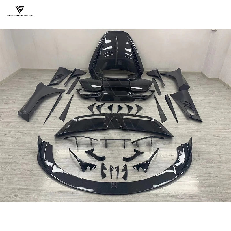 Topcar Style Dry Carbon Fiber Car Body Kit With Lip Spoiler Hood Side Skirts Diffuser For Mclaren 720S Coupe Carbon Kit