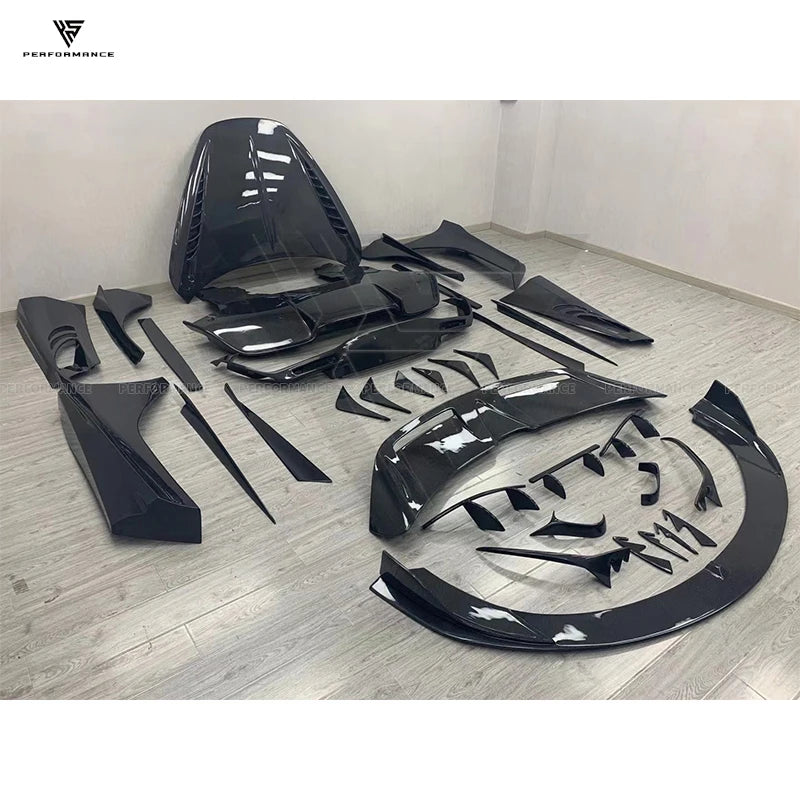 Topcar Style Dry Carbon Fiber Car Body Kit With Lip Spoiler Hood Side Skirts Diffuser For Mclaren 720S Coupe Carbon Kit