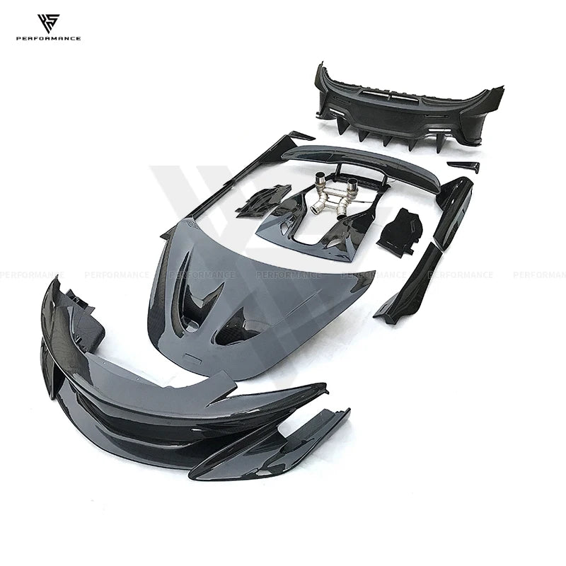 High Quality 600LT Style Dry Carbon Fiber Car Parts Body Kit With Exhaust Hood Bumper For Mclaren 540C 570S 570GT 2015-2018