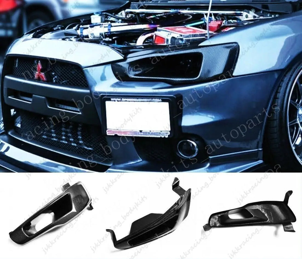 For Mitsubishi Evolution EVO X 10 Front Vented Headlight Air Duct Carbon fiber