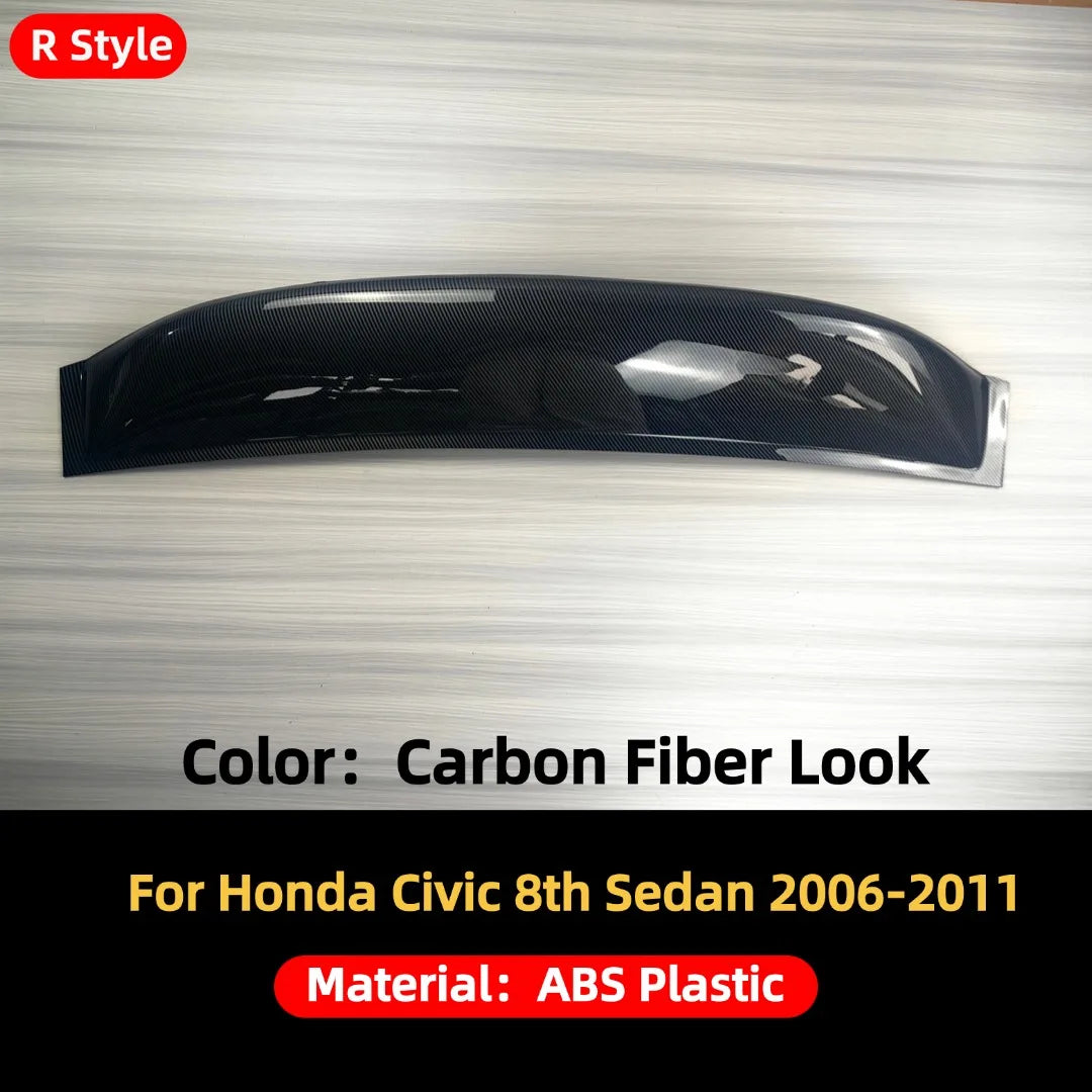 Rear Trunk Roof Spoiler Splitter For Honda Civic 8th Sedan 2006-11 Wing Tail Deflector Glossy Black Airfoil Tuning Trim Body Kit