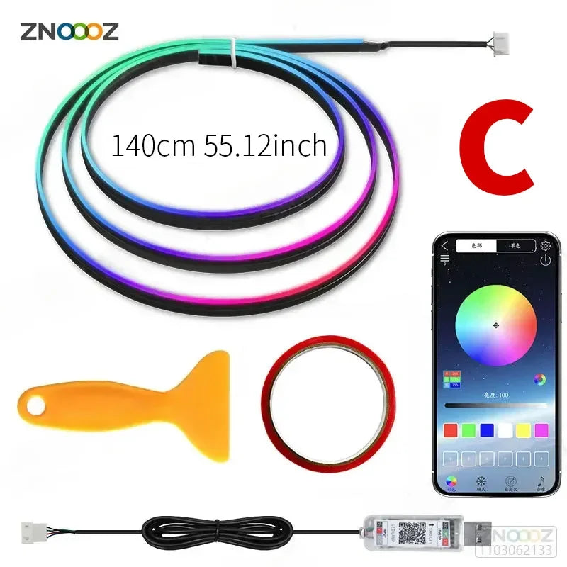 ZNOOOZ 140cm Car Ambient Lights LED Interior RGB Symphony Atmosphere Lamp USB APP Control for Tesla Model 3 Y S X