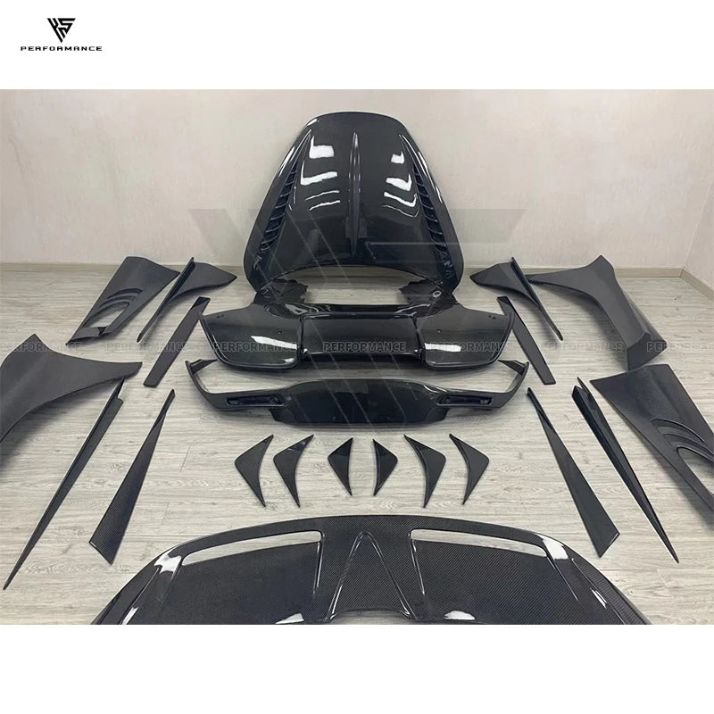Topcar Style Dry Carbon Fiber Car Body Kit With Lip Spoiler Hood Side Skirts Diffuser For Mclaren 720S Coupe Carbon Kit