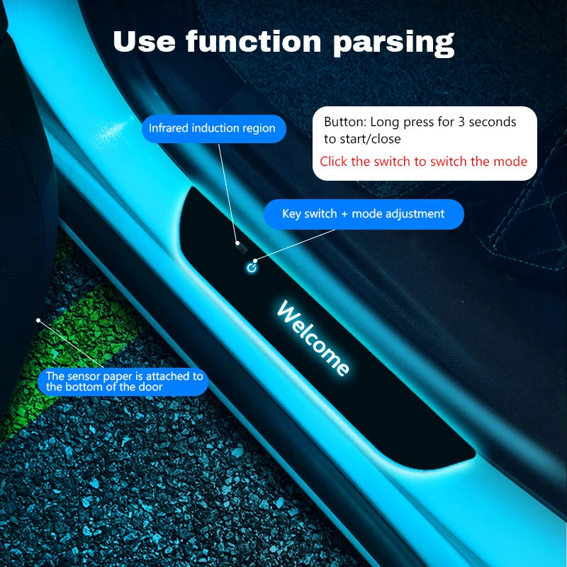 Customized For Ford ST Line Focus Fiesta Kuga Escape Car Welcome Door illuminated Sill Light Logo Lamp LED Car Pedal Decoration