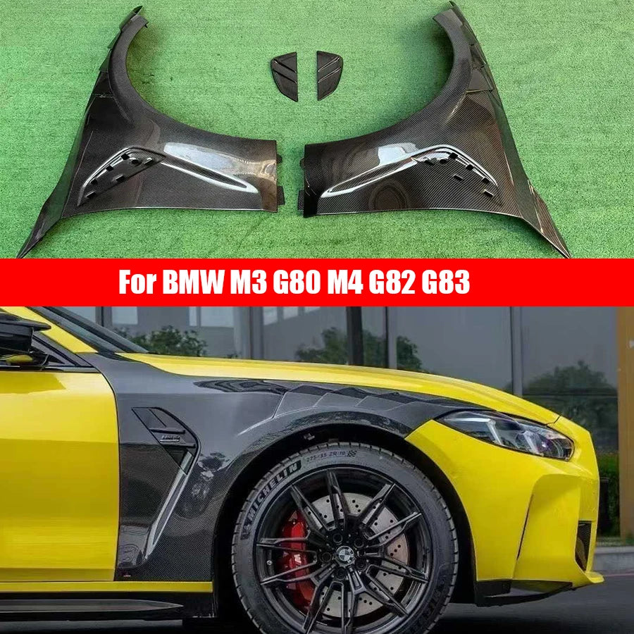 For BMW M3 M4 G80 G82 G83 Carbon Fiber Fender Bumper Retrofit the Carbon fiber replacement Openings leaf plate body kit