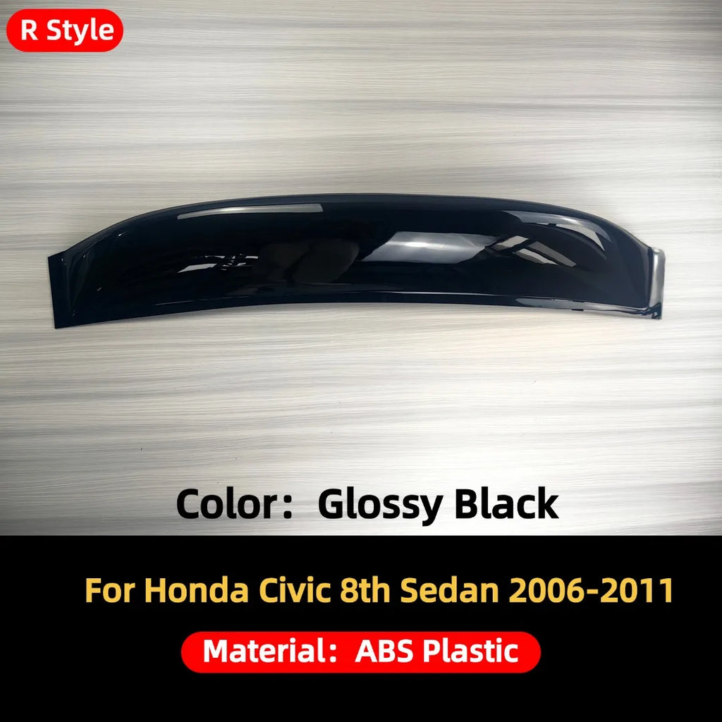 Rear Trunk Roof Spoiler Splitter For Honda Civic 8th Sedan 2006-11 Wing Tail Deflector Glossy Black Airfoil Tuning Trim Body Kit