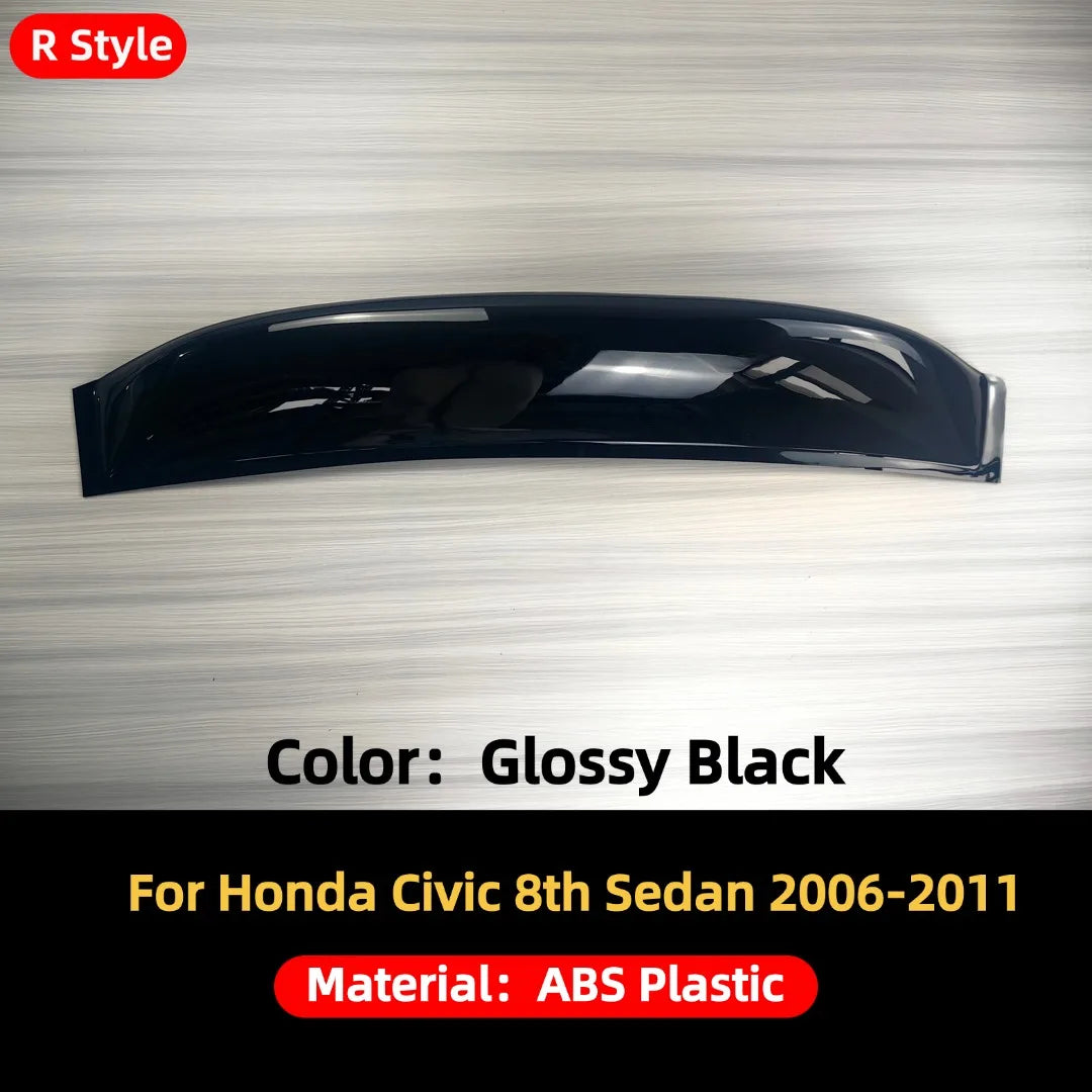 Rear Trunk Roof Spoiler Splitter For Honda Civic 8th Sedan 2006-11 Wing Tail Deflector Glossy Black Airfoil Tuning Trim Body Kit