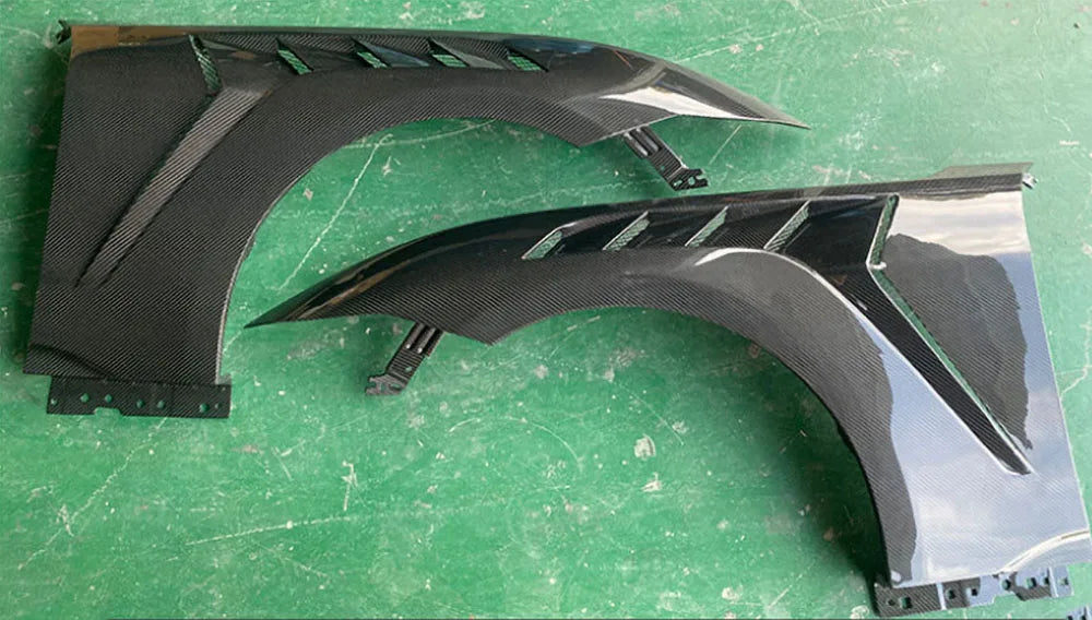 for Ford Mustang 2024+ Real Carbon Fiber Car Front Bumper Side Fender Fin Splitters Spoiler FRP Alpha Body Kits Accessories