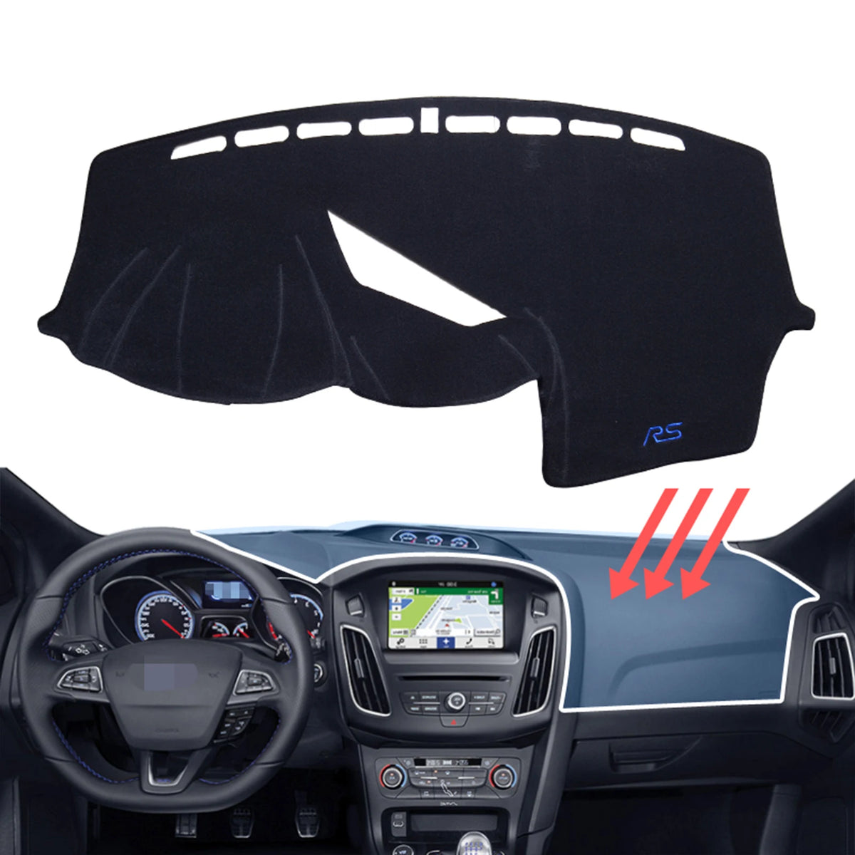 Car Dashboard Mat for Ford Focus ST RS 2012 2013 2014 2015 2016 2017 2018 Sunshade Protective Carpet Dash Mat Dashmat