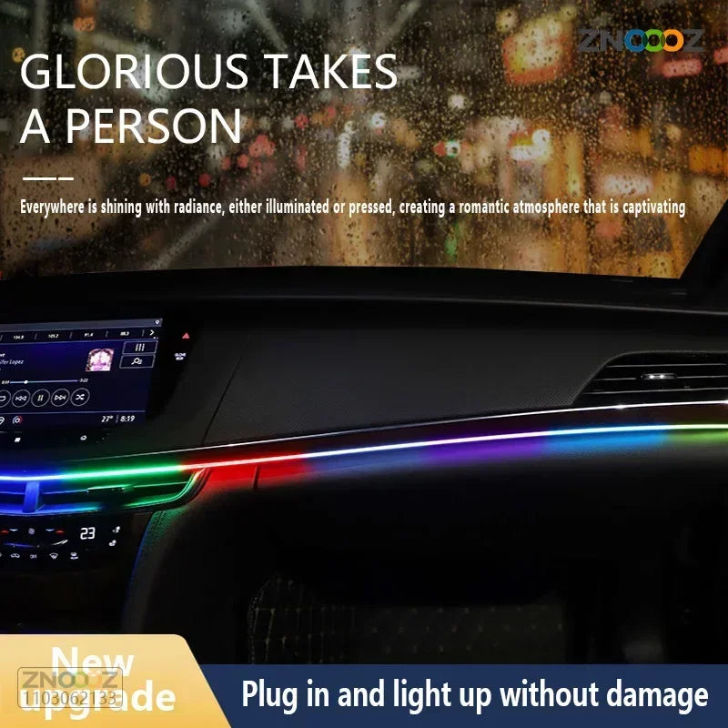 ZNOOOZ 140cm Car Ambient Lights LED Interior RGB Symphony Atmosphere Lamp USB APP Control for Tesla Model 3 Y S X