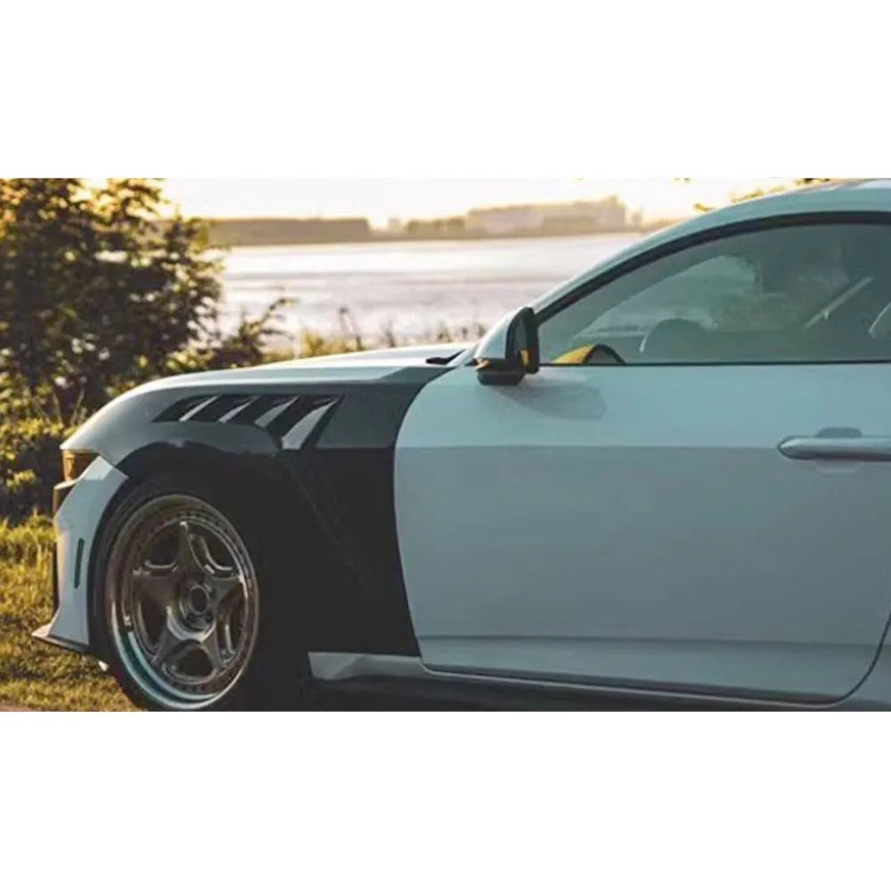 for Ford Mustang 2024+ Real Carbon Fiber Car Front Bumper Side Fender Fin Splitters Spoiler FRP Alpha Body Kits Accessories