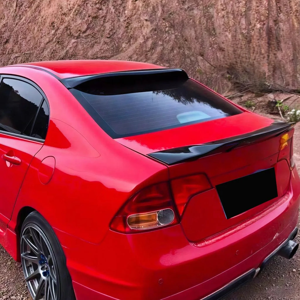 Rear Trunk Roof Spoiler Splitter For Honda Civic 8th Sedan 2006-11 Wing Tail Deflector Glossy Black Airfoil Tuning Trim Body Kit