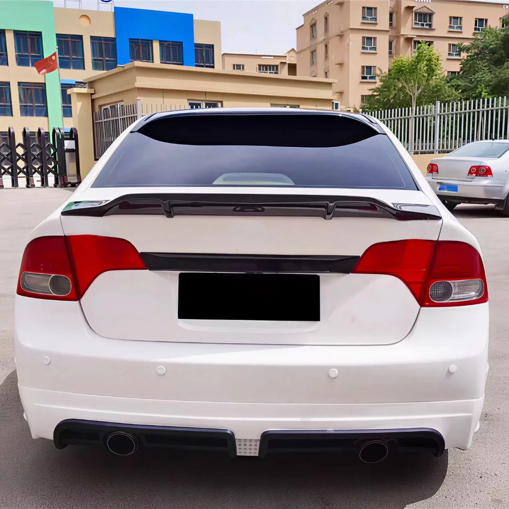 Rear Trunk Roof Spoiler Splitter For Honda Civic 8th Sedan 2006-11 Wing Tail Deflector Glossy Black Airfoil Tuning Trim Body Kit