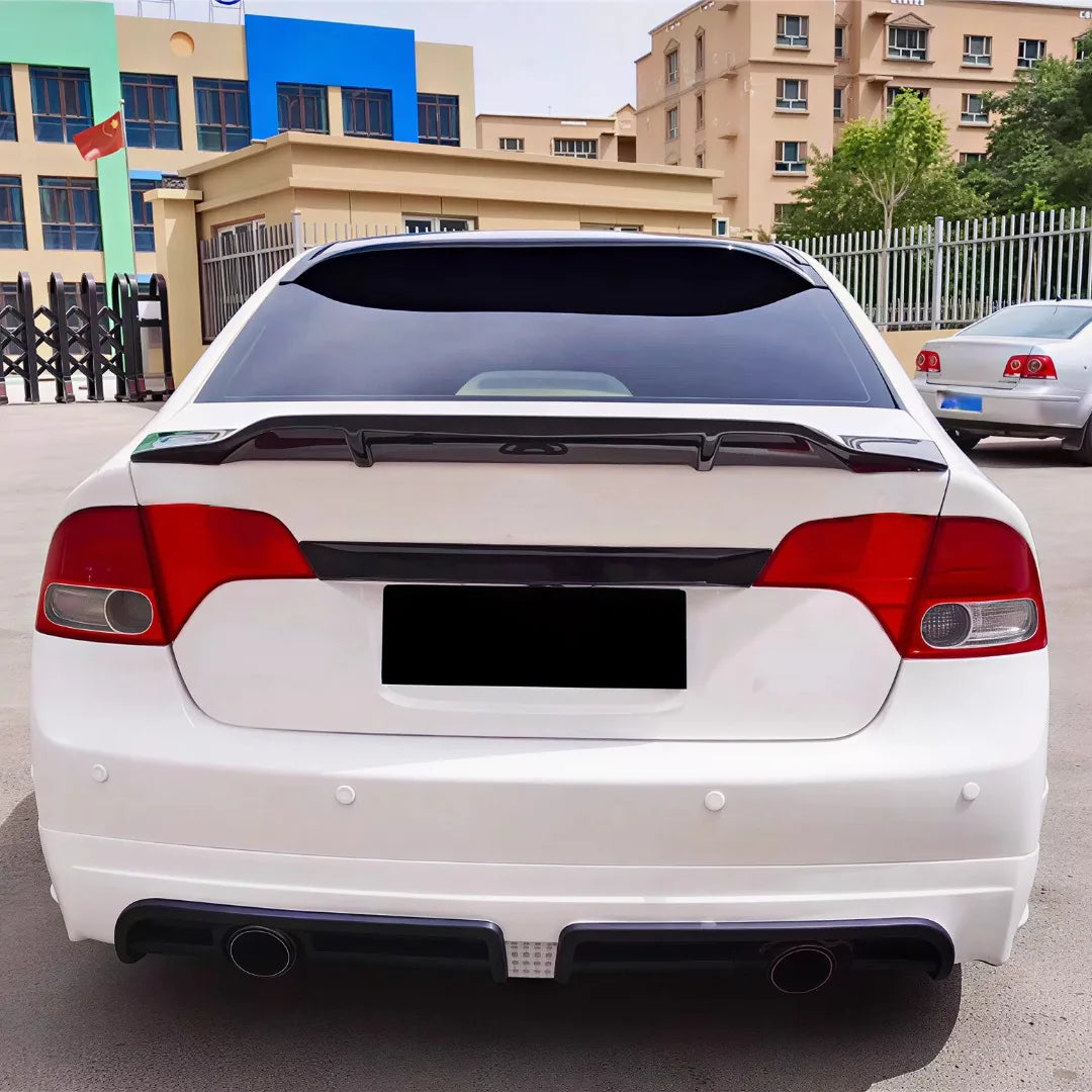 Rear Trunk Roof Spoiler Splitter For Honda Civic 8th Sedan 2006-11 Wing Tail Deflector Glossy Black Airfoil Tuning Trim Body Kit