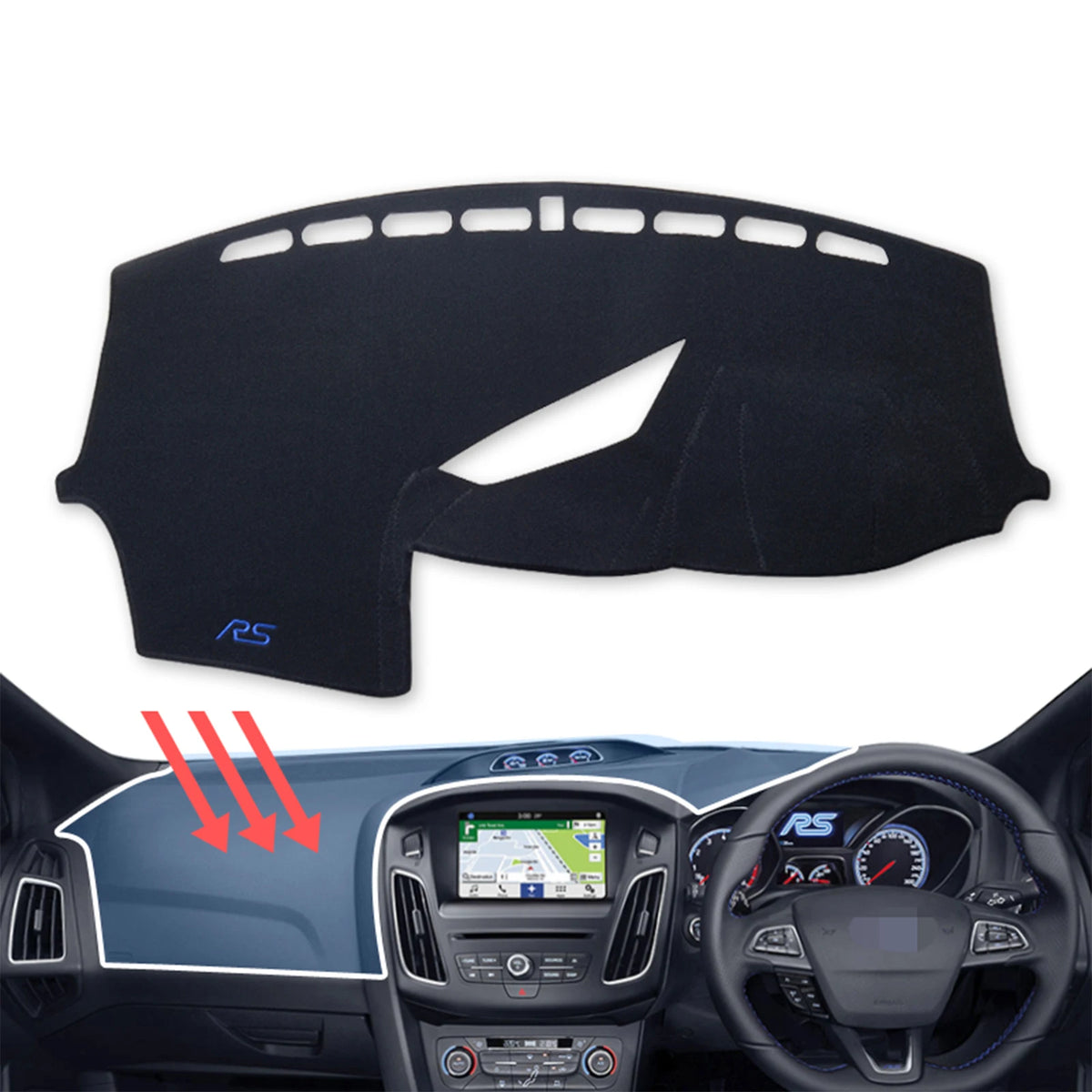 Car Dashboard Mat for Ford Focus ST RS 2012 2013 2014 2015 2016 2017 2018 Sunshade Protective Carpet Dash Mat Dashmat