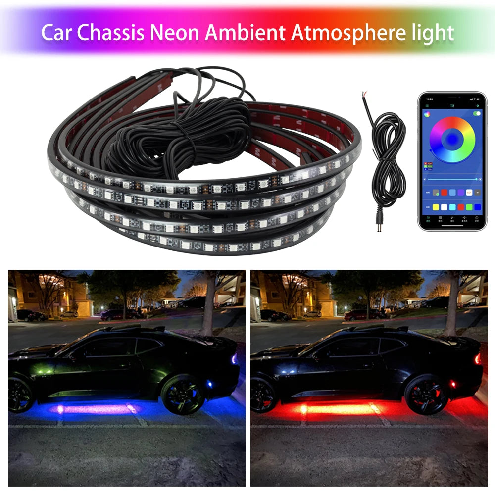 Car Charssis Flexible LED Strip Light LED Underbody APP Control RGB Neon Decorative Lamp For Honda Hyundai Kia Mercedes Benz VW