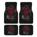 JAPANESE ART ONI MASK Snake Car Floor Mat 4-piece Set Suitable for All Car Floor Mat Accessories Crystal Velvet Floor Mats
