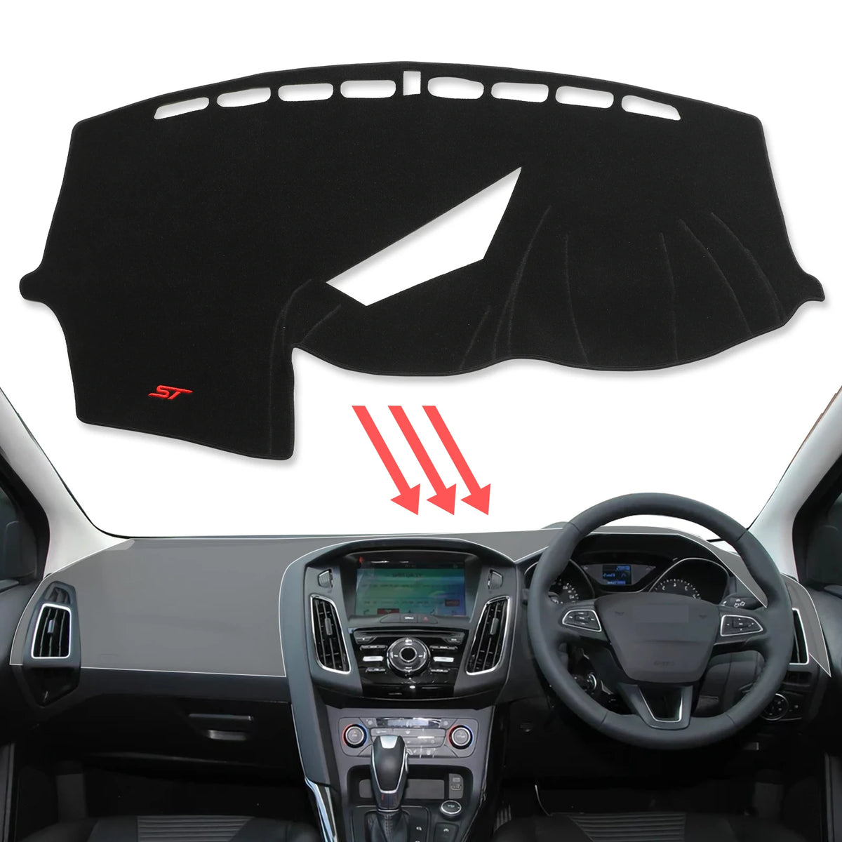 Car Dashboard Mat for Ford Focus ST RS 2012 2013 2014 2015 2016 2017 2018 Sunshade Protective Carpet Dash Mat Dashmat