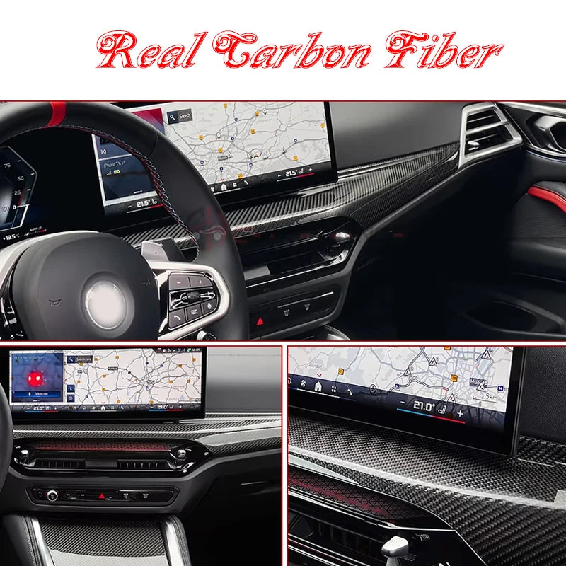 Real Carbon Fiber Central Dashboard Trim Cover For BMW 2 3 4 Series G42 G20 G22 G23 G26 M2 G87 M3 G80 G81 M4 G82 G83 2024-2025+