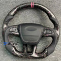 Steering Wheel for 2015 2016 2017 2018 Ford Focus Custom Pink Forged Carbon Fiber Center stripe Black Leather car accessories