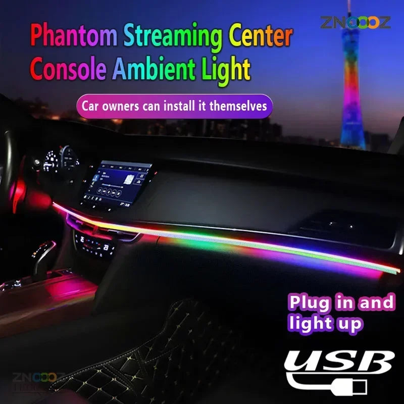 ZNOOOZ 140cm Car Ambient Lights LED Interior RGB Symphony Atmosphere Lamp USB APP Control for Tesla Model 3 Y S X