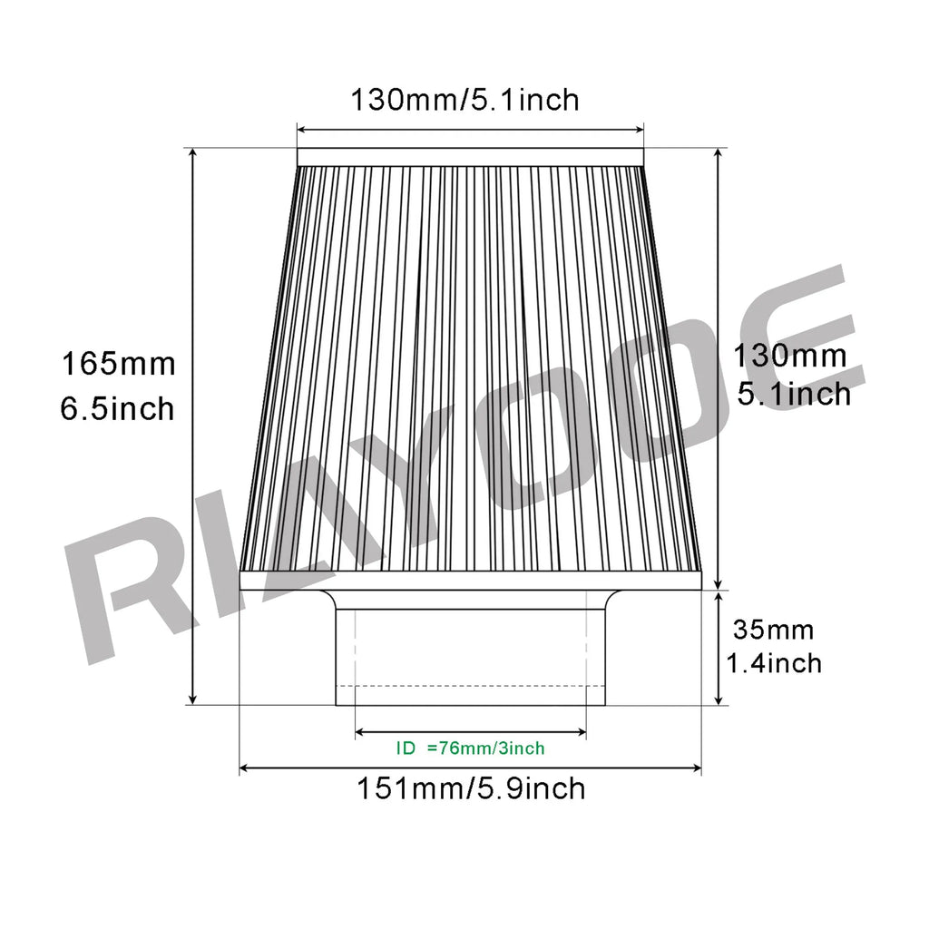 63/76/80MM Cone Air Intake Filter Universal Washable for Car Engine Pipe 2.5/3/3.15inch Sport High Flow Cold Air Intake Filter