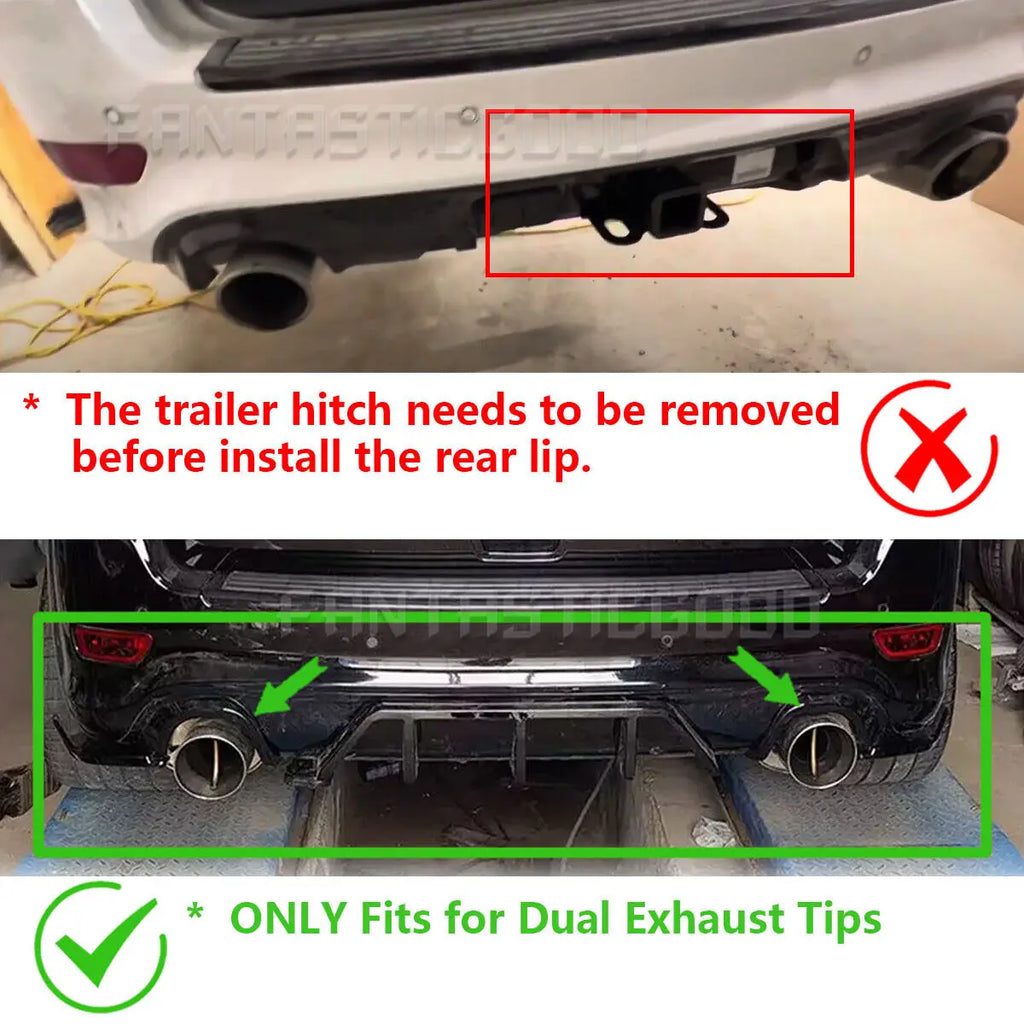 For Jeep Grand Cherokee SRT Model Modified With Four-Exhaust 2014-2022 (H Shaped Exhaust) Rear Bumper Diffuser Car Accessories