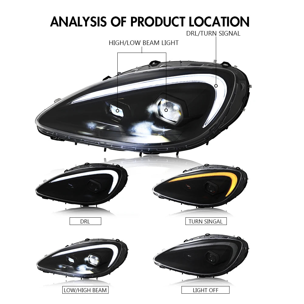 1 Pair Projector Lens LED Headlight Assembly For 2005 2006 2007 2008 2009 2010 2011 2012 2013 CHEVROLET CORVETTE COUPE Chevy Corvette C6 Headlamp