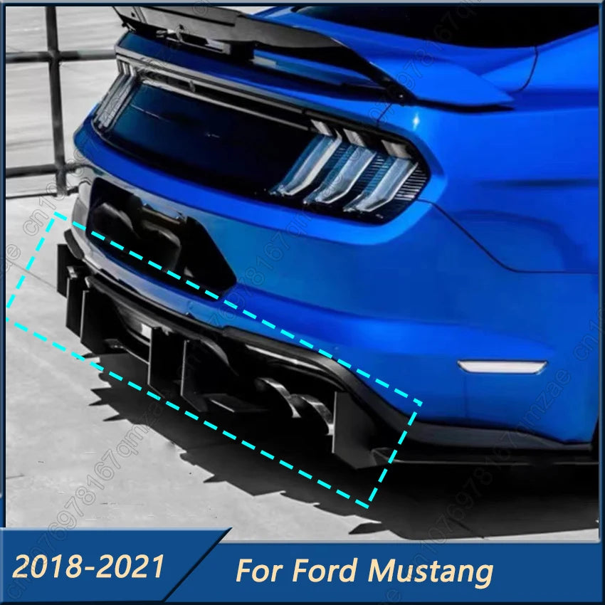 Car Rear Bumper Diffuser Fit For Ford Mustang 2018 2019 2020 2021 Body Kit Gloss Black Clip installation ABS Plastic