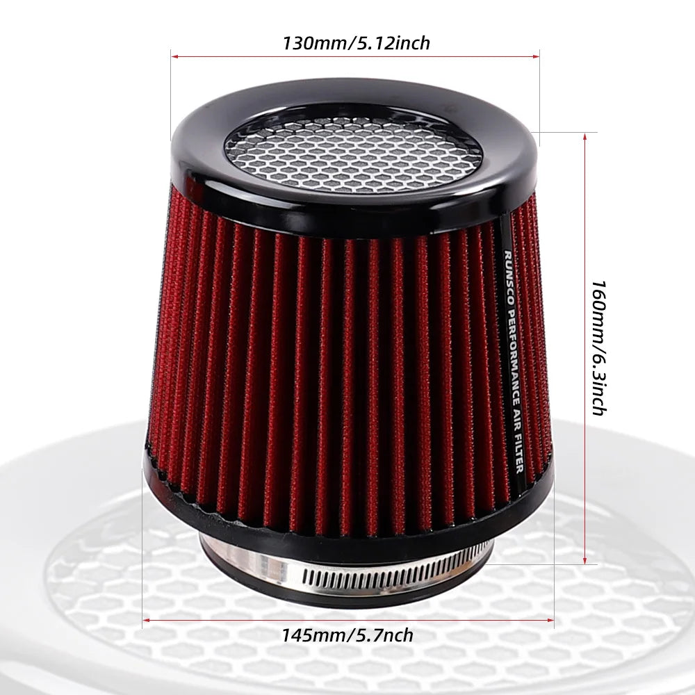 76MM 89MM 101MM High Flow Cold Cone Air Intake Filter 2.5Inch 3Inch 3.5Inch Universal Car Air Filter Modification for Race Car